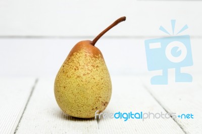 Fresh Tasty Yellow Pear Fruit Isolated On A White Background Stock Photo