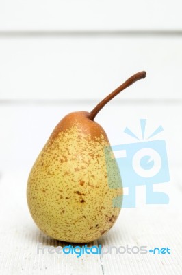 Fresh Tasty Yellow Pear Fruit Isolated On A White Background Stock Photo