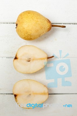 Fresh Tasty Yellow Pear Fruits Isolated On A White Background Stock Photo