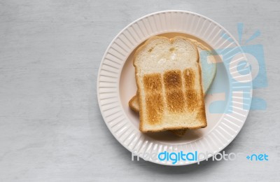 Fresh Toast On Round Plate Stock Photo