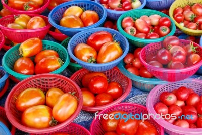 Fresh Tomato In Market Stock Photo