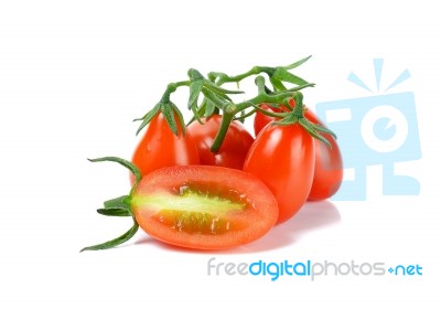 Fresh Tomato Isolated On The White Background Stock Photo