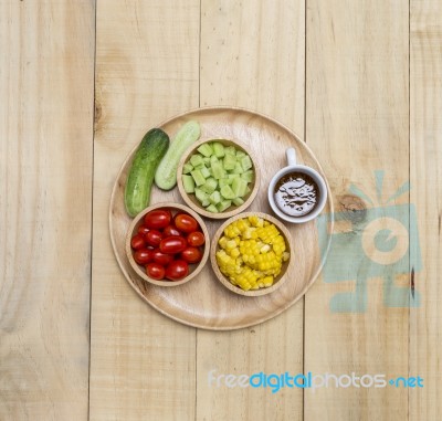 Fresh Vegetables Salad With Japanese Dressing Stock Photo