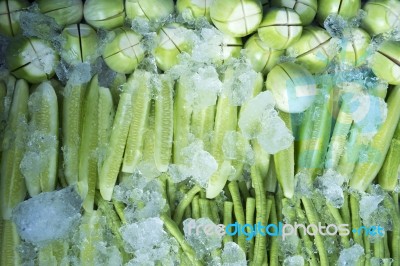 Fresh Vegetables With Ice Stock Photo