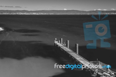 Freycinet Pier By Coles Bay In Tasmania Stock Photo