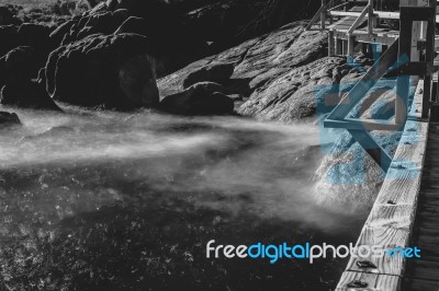 Freycinet Pier By Coles Bay In Tasmania Stock Photo