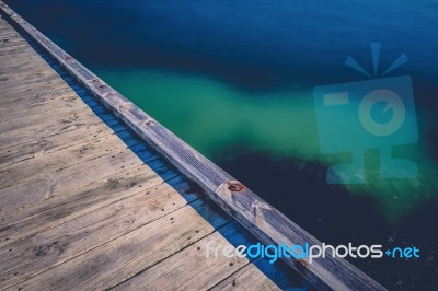 Freycinet Pier By Coles Bay In Tasmania Stock Photo