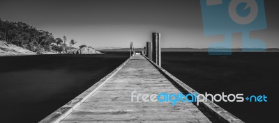 Freycinet Pier By Coles Bay In Tasmania Stock Photo