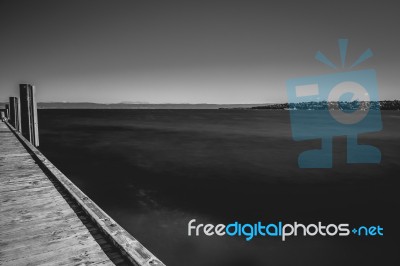 Freycinet Pier By Coles Bay In Tasmania Stock Photo