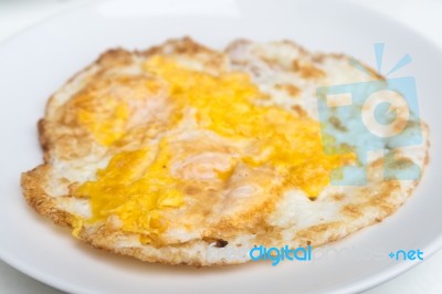 Fried Chicken Egg On Dish Stock Photo