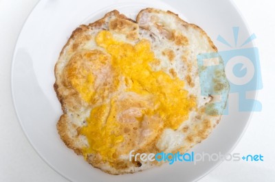 Fried Chicken Egg On Dish Stock Photo