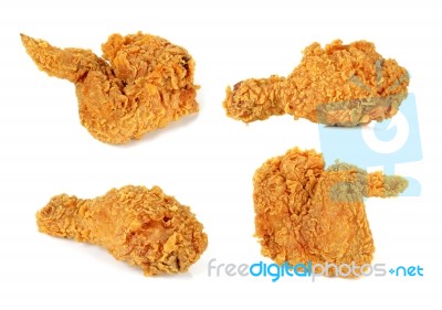 Fried Chicken Isolated On The White Background Stock Photo