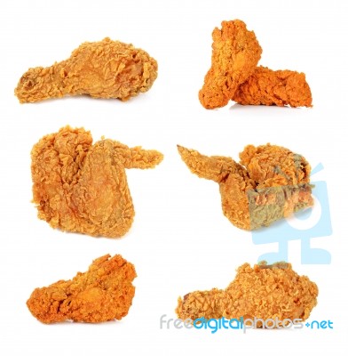 Fried Chicken Isolated On The White Background Stock Photo