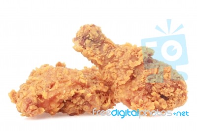 Fried Chicken On White Background Stock Photo