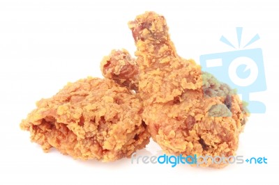 Fried Chicken On White Background Stock Photo