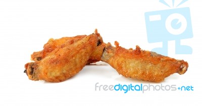 Fried Chicken Wing Isolated On White Background Stock Photo