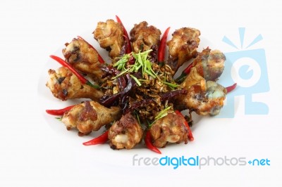 Fried Chicken Wings Stock Photo