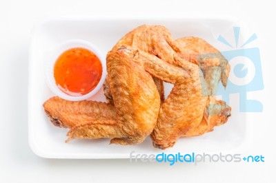 Fried Chicken Wings With Fish Sauce Stock Photo