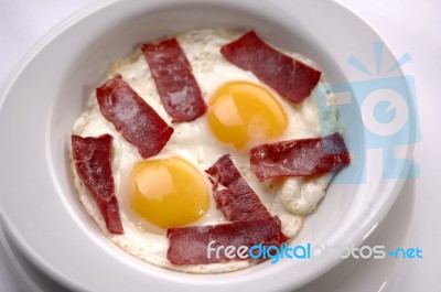 Fried Egg with Bacon Stock Photo