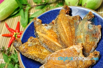 Fried Fish Spicy And Hot  Stock Photo