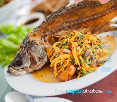 Fried Fish Yum Stock Photo