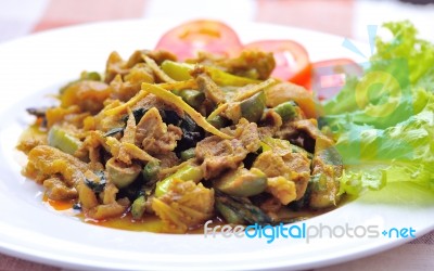 Fried Pork With Chili Paste, Thai Food Stock Photo