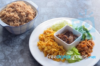 Fried Rice With Shrimp Paste Stock Photo