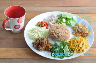 Fried Rice With Shrimp Paste Stock Photo