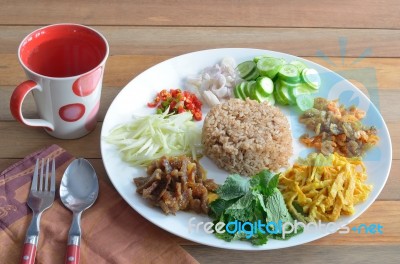 Fried Rice With Shrimp Paste Stock Photo