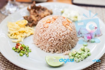 Fried Rice With The Shrimp Paste Stock Photo