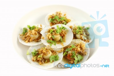 Fried Scallops Stock Photo