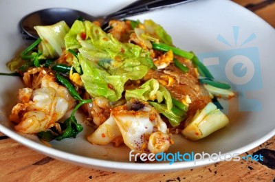 Fried Seafood Vermicelli Stock Photo