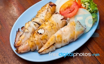 Fried Squid Stock Photo