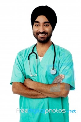 Friendly Doctor Smiling Casually Stock Photo