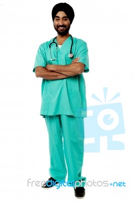 Friendly Male Doctor, Full Length Portrait Stock Photo