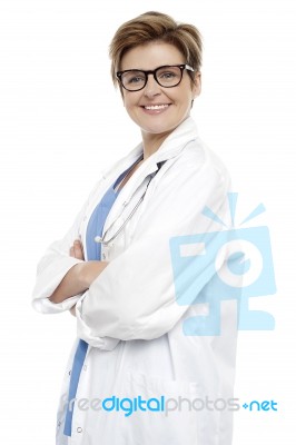 Friendly Smiling Female Doctor Stock Photo