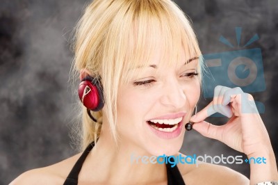 Friendly Telephone Operator Stock Photo