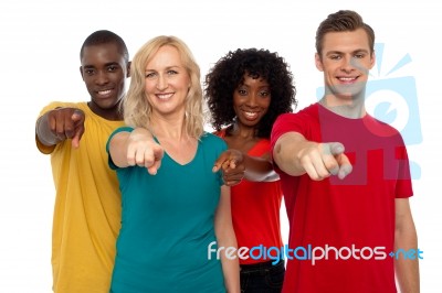 Friends showing Pointing Forward Stock Photo