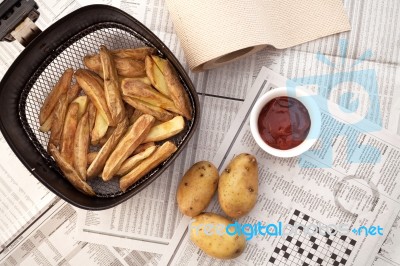 Fries French Ketchup Still Life Stock Photo