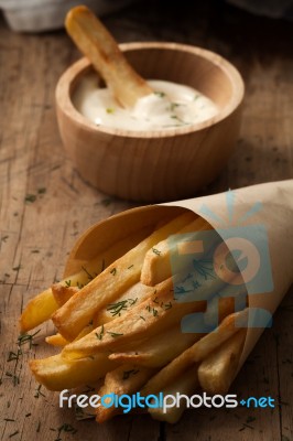 Fries French Sour Cream Still Life Close Up Stock Photo