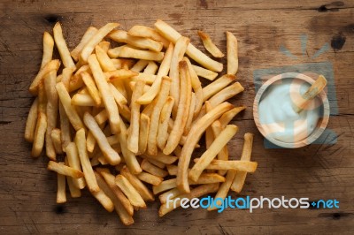 Fries French Sour Cream Still Life Flat Lay Stock Photo