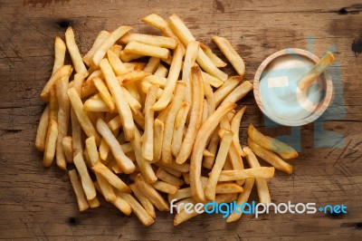 Fries French Sour Cream Still Life Flat Lay Stock Photo