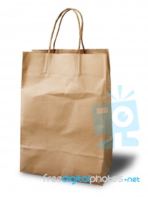 Front Brown Crumpled Paper Bag Stock Photo