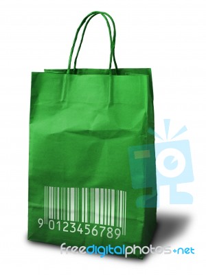 Front Green Paper Bag Stock Image