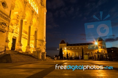 Front Of A Lyon Cathedral In France Stock Photo