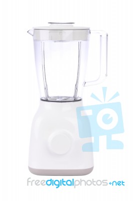 Front Of Empty Electric Blender On White Background Stock Photo