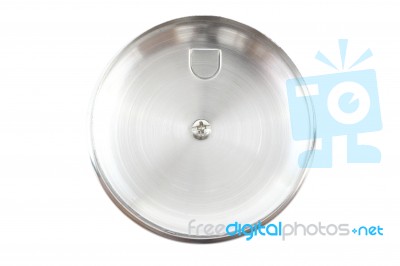 Front Of Stainless Pot Cover Stock Photo