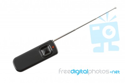 Front Radio Remote Control With Antenna On White Background Stock Photo