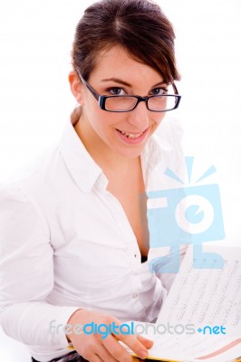 Front View Of Smiling Female Student Stock Photo