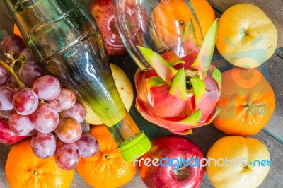 Fruit And Juice Bottles Stock Photo